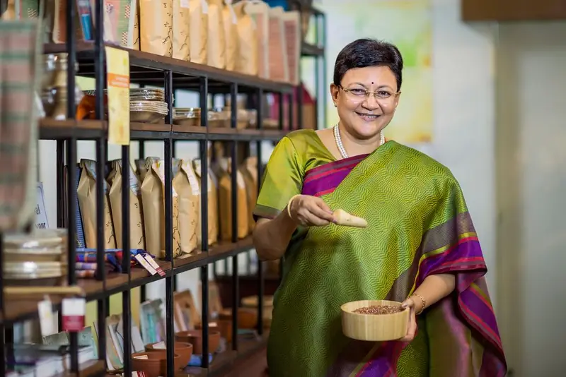 A woman working in her store