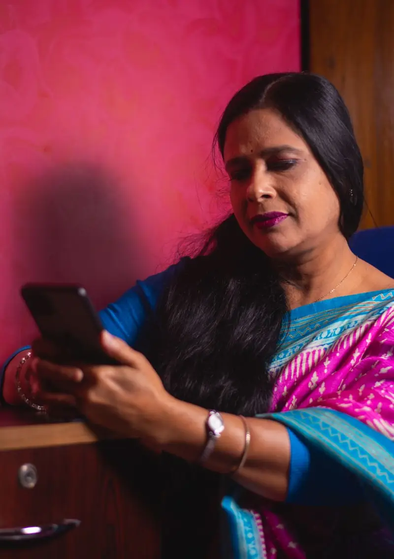 A woman using a smartphone